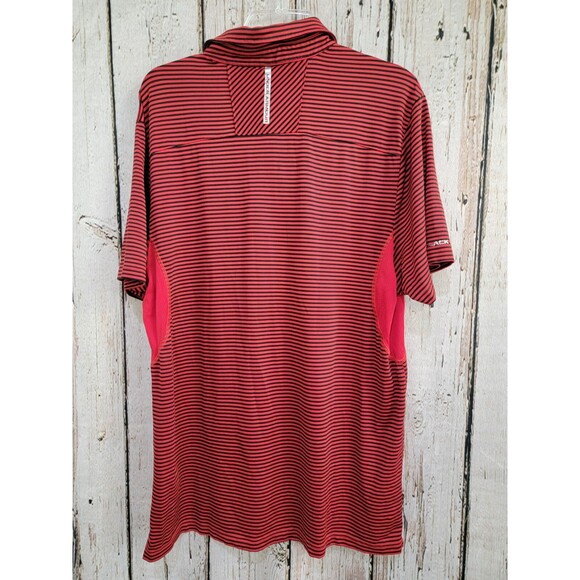 ALK Men's XL Under Armour ColdBlack Heatgear Red Black Striped Golf Polo Shirt - Picture 6 of 10